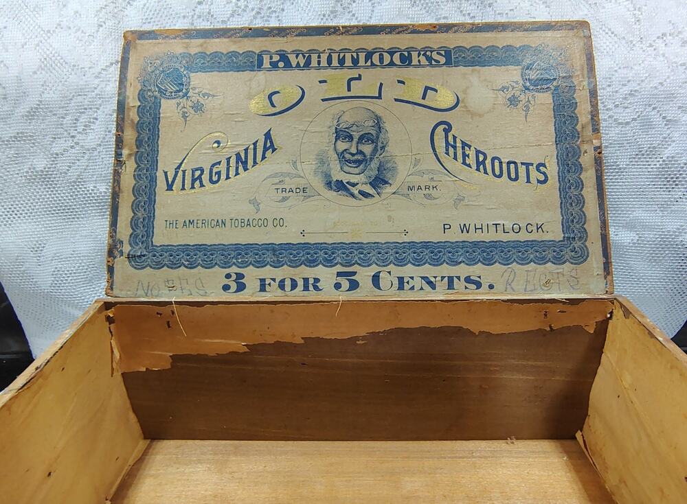 Antique Wood Cigar Box Old Virginia Cheroots Uncle Remus